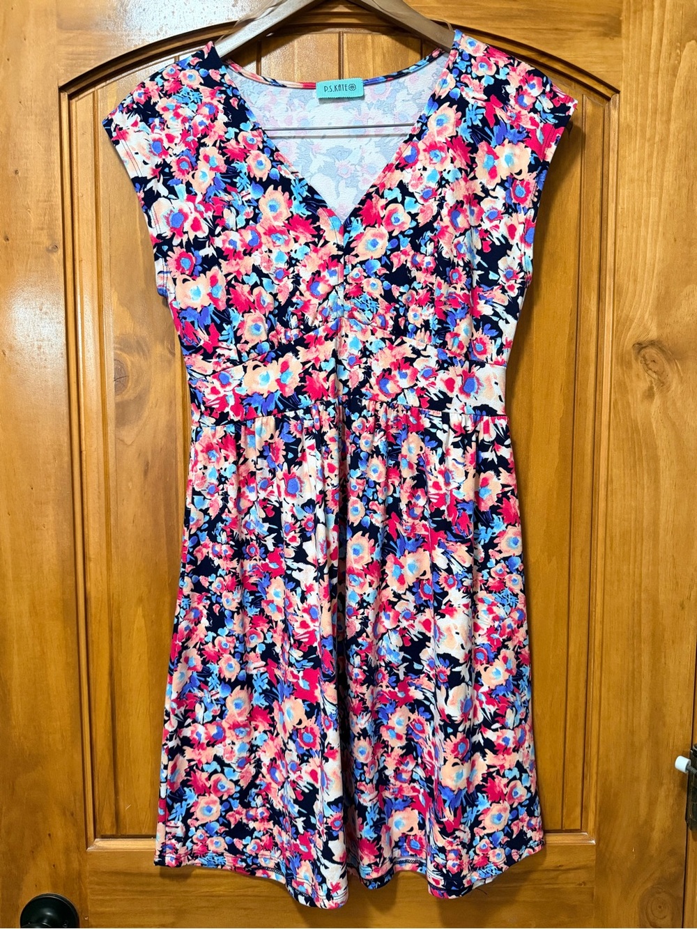 P.S. Kate V-Neck Floral Cap Sleeve Dress